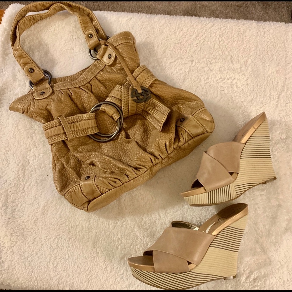 Super trendy tan natural/BoHo style handbag! New